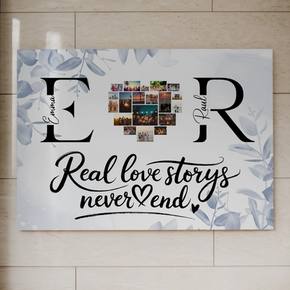Magnet Fotoboard personalisiert Mit Namen Initialien und Fotos Real Love Storys Never End