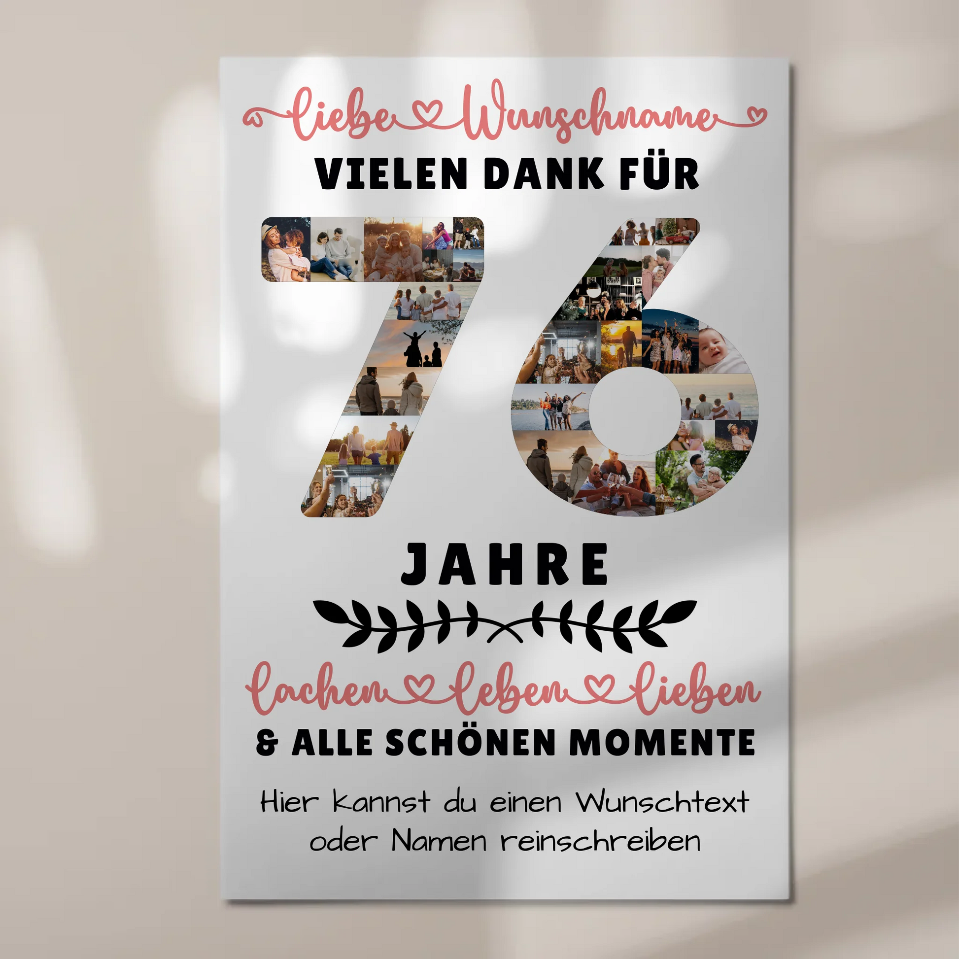 Personalisiertes Fotoboard Magnet Wandbild 76 Geburtstag Für Papa Mama Oma & Opa 1