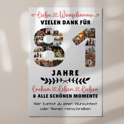 Personalisiertes Fotoboard Magnet Wandbild 81 Geburtstag Für Opa Oma Mama & Papa 1
