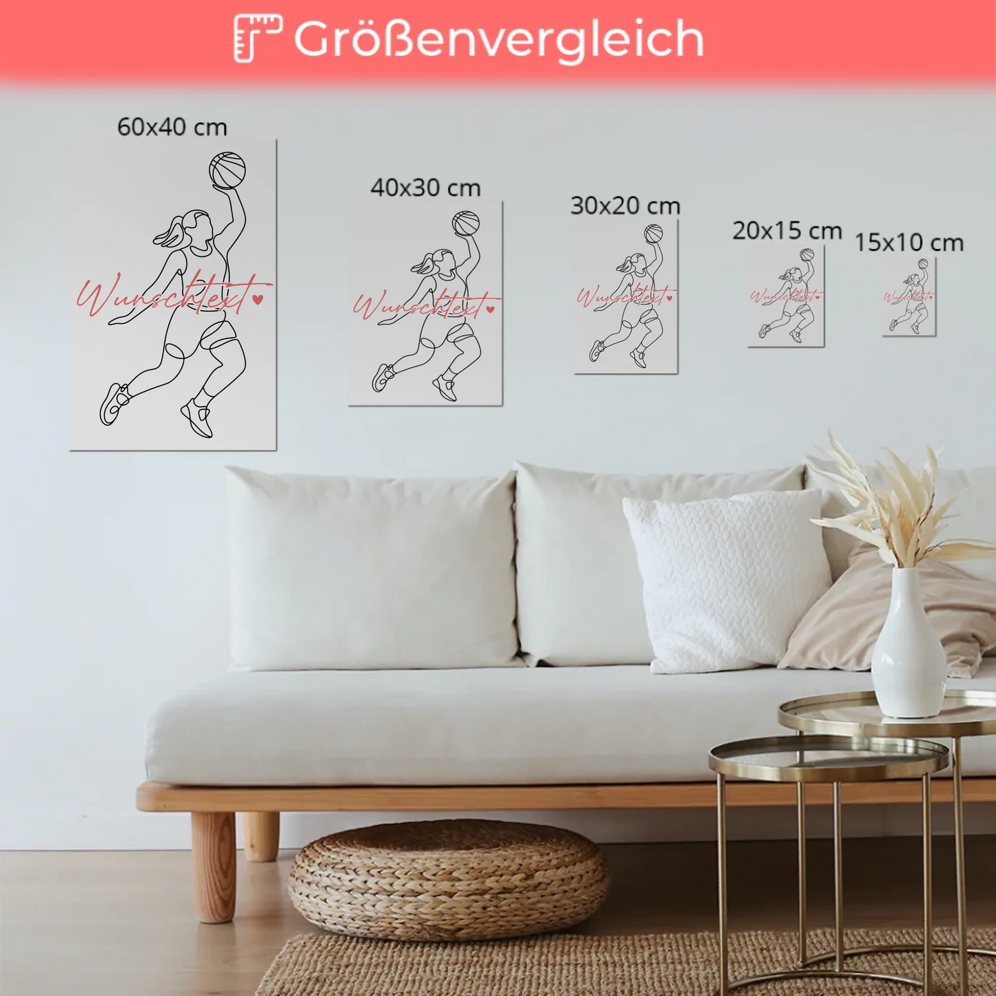 Lineart Fotoboard Magnetisch Personalisiert Basketball Geschenk Tochter & Schwester 6