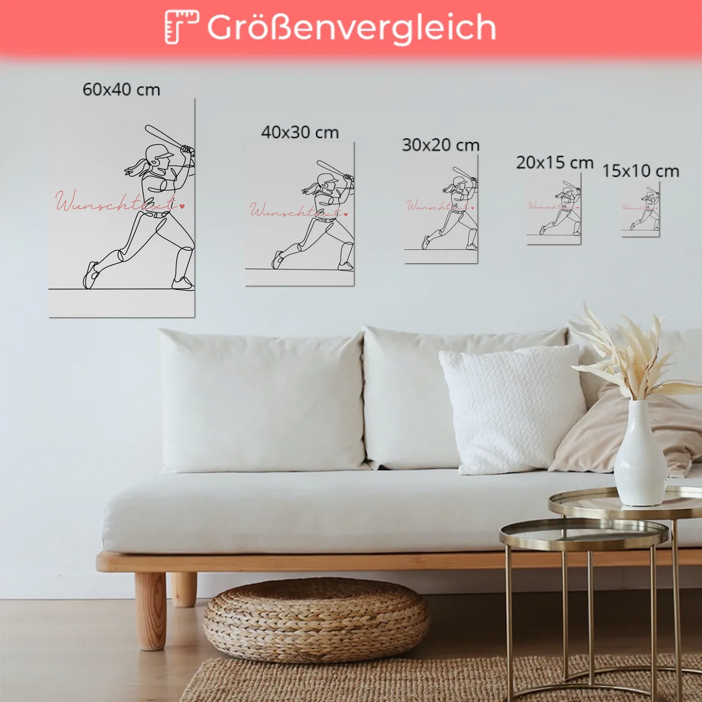 Personalisiertes Fotoboard Magnetisch Lineart Baseball Geschenk Tochter & Schwester 6