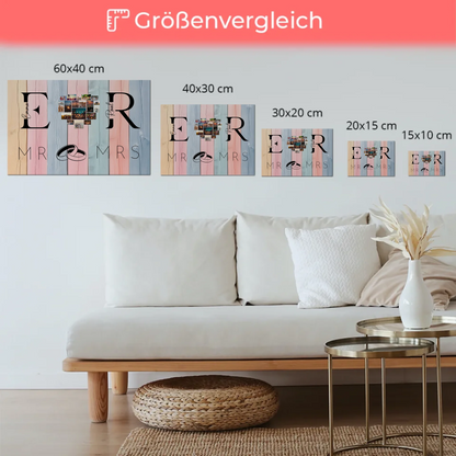 Magnet Fotoboard personalisiert Mit Initialien Namen und Fotos Mr & Mrs