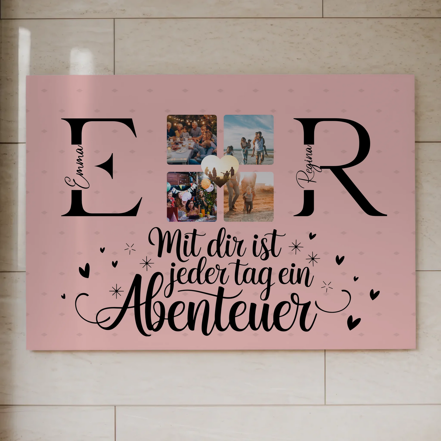 Paar Magnet Fotoboard für Schatz mit Initialien Namen und Fotos Geschenk