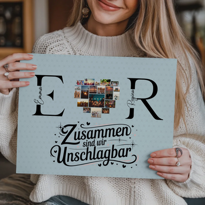 Magnet Fotoboard Geschenk Personalisiert mit Fotos Initialien und Namen Personalisiert