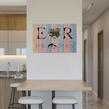 Magnet Fotoboard personalisiert Mit Initialien Namen und Fotos Mr & Mrs