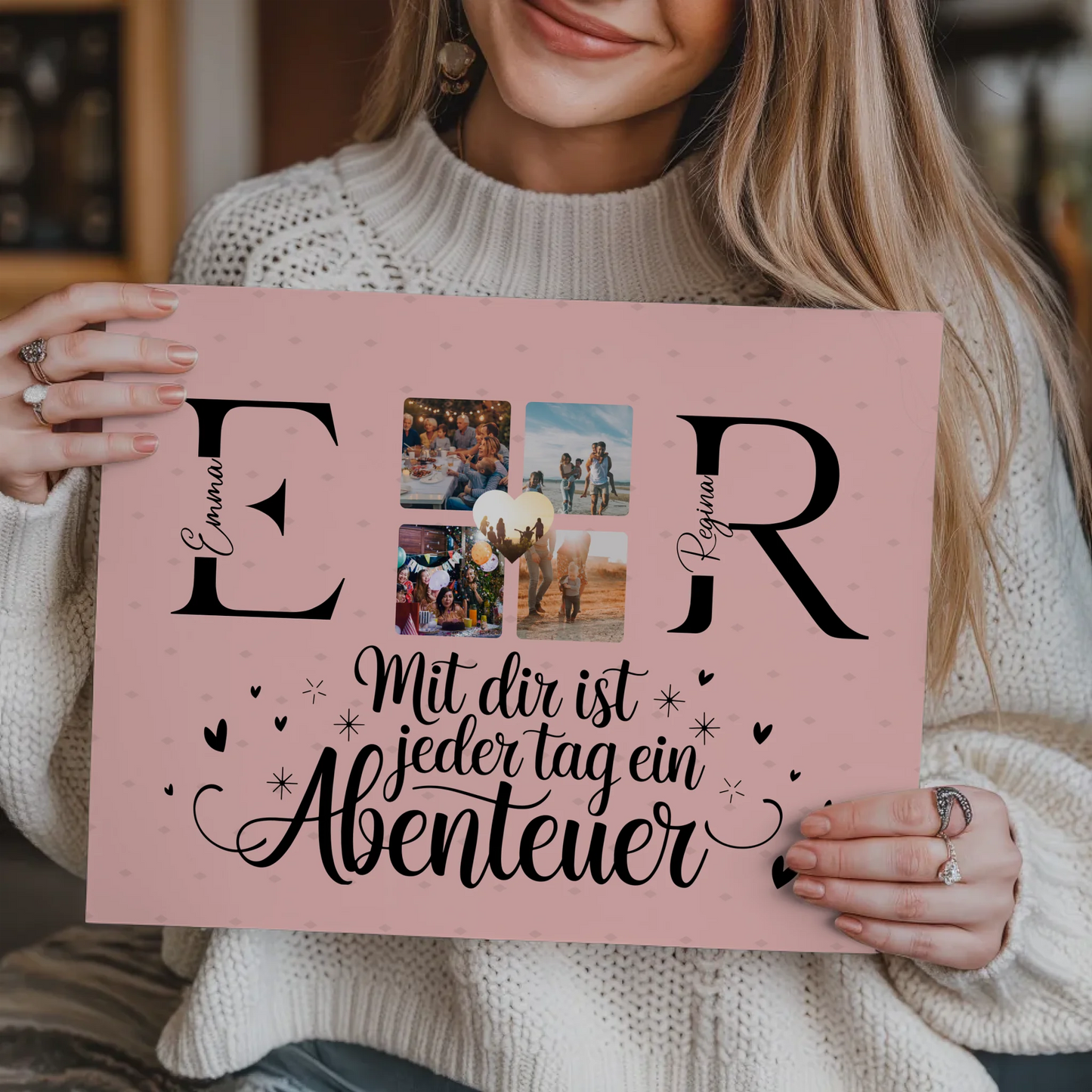 Paar Magnet Fotoboard für Schatz mit Initialien Namen und Fotos Geschenk