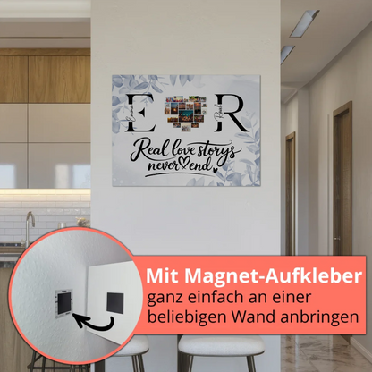 Magnet Fotoboard personalisiert Mit Namen Initialien und Fotos Real Love Storys Never End