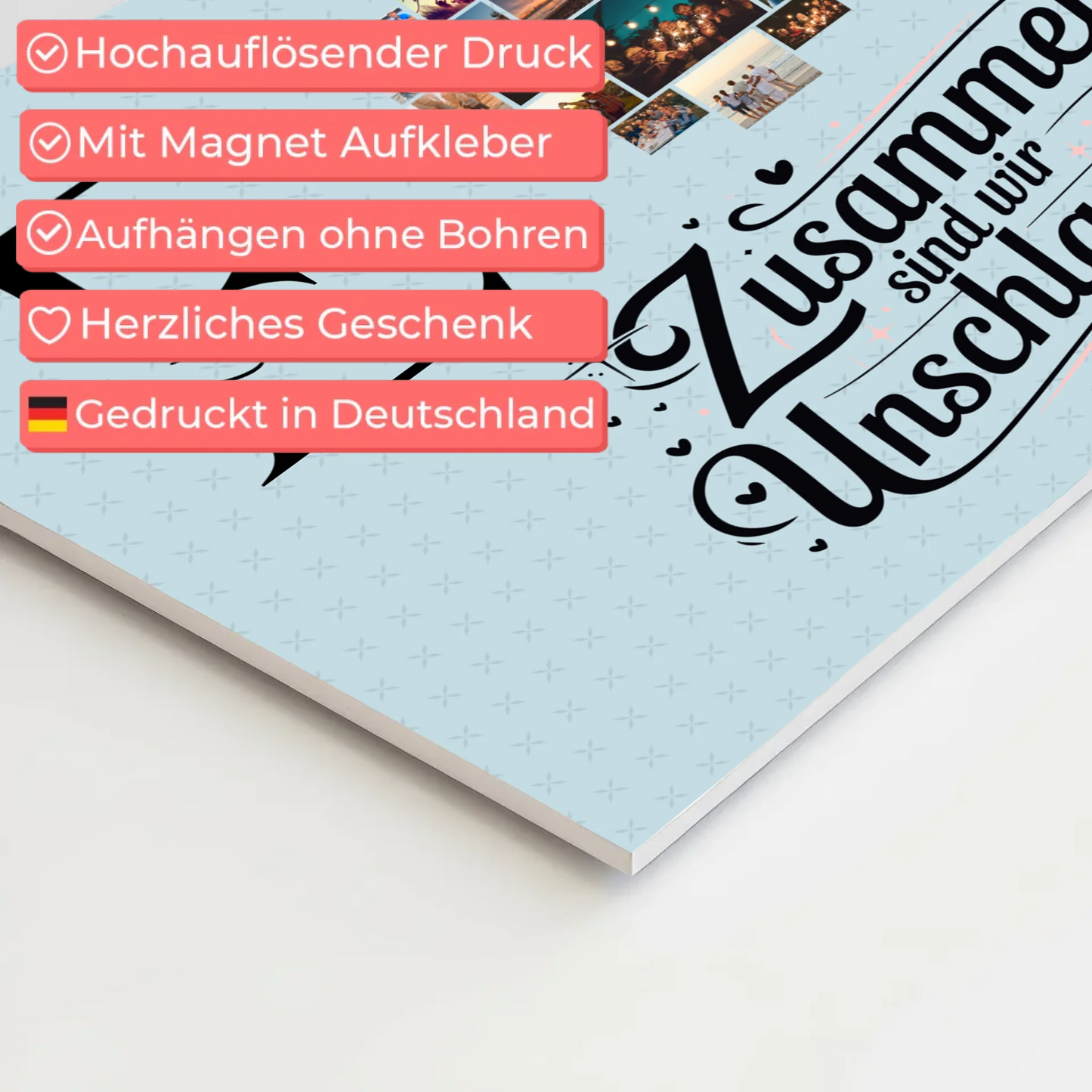 Magnet Fotoboard Geschenk Personalisiert mit Fotos Initialien und Namen Personalisiert