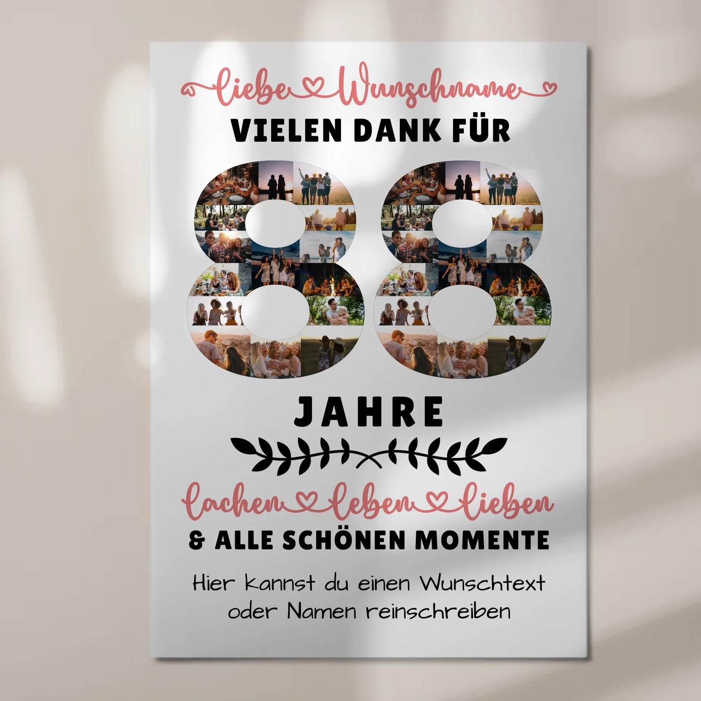 Personalisiertes Fotoboard Magnet Wandbild 88 Geburtstag Für Oma Opa Mama & Papa 7