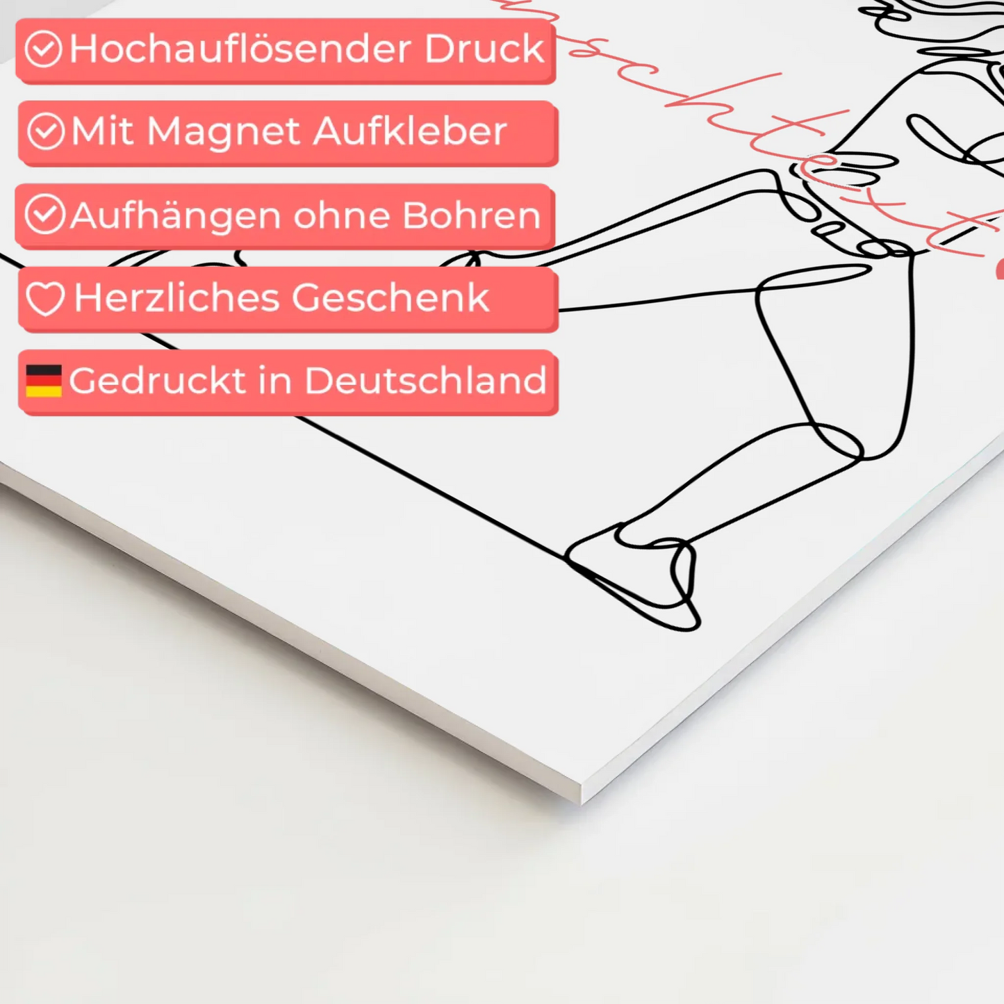 Personalisiertes Fotoboard Magnetisch Lineart Baseball Geschenk Tochter & Schwester 10