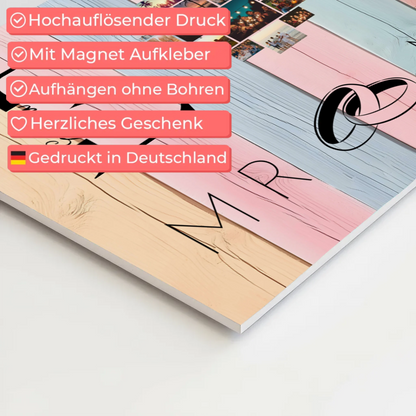 Magnet Fotoboard personalisiert Mit Initialien Namen und Fotos Mr & Mrs