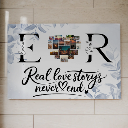 Magnet Fotoboard personalisiert Mit Namen Initialien und Fotos Real Love Storys Never End