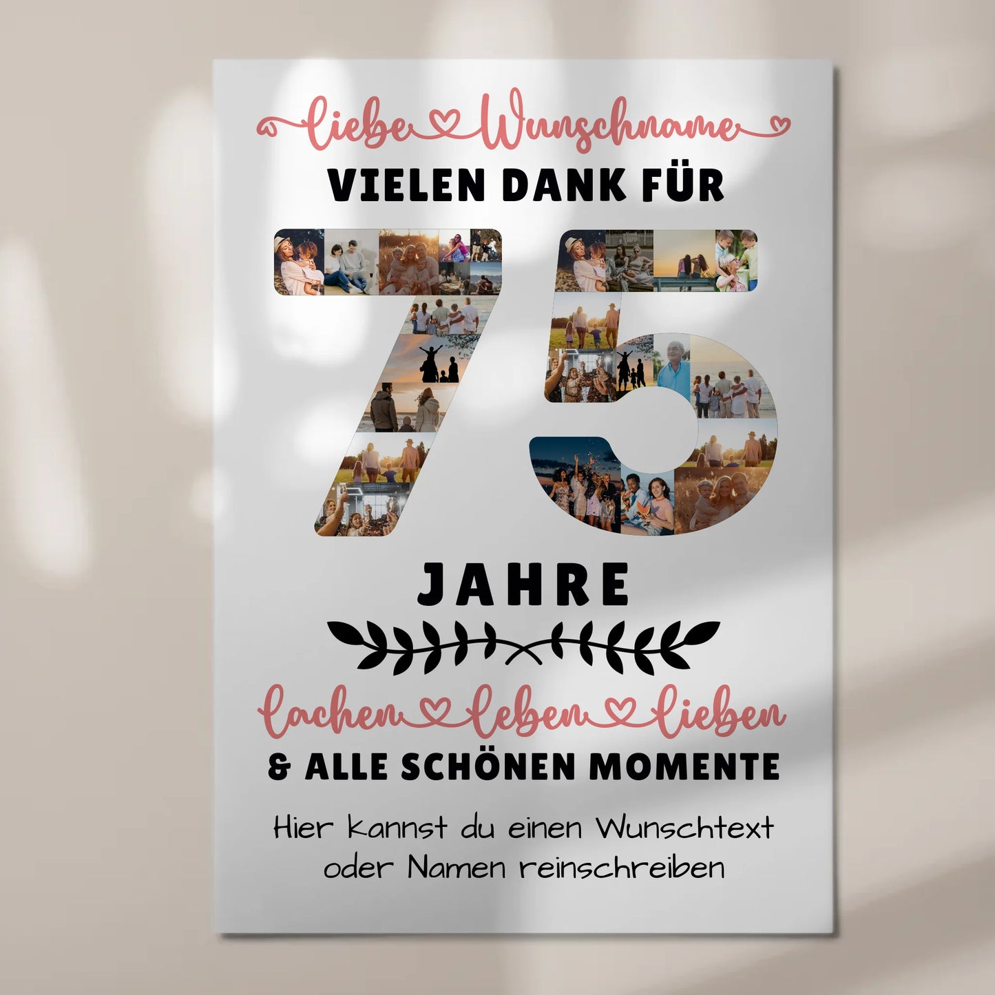 Personalisiertes Fotoboard Magnet Wandbild 75 Geburtstag Für Mama Papa Oma & Opa 7