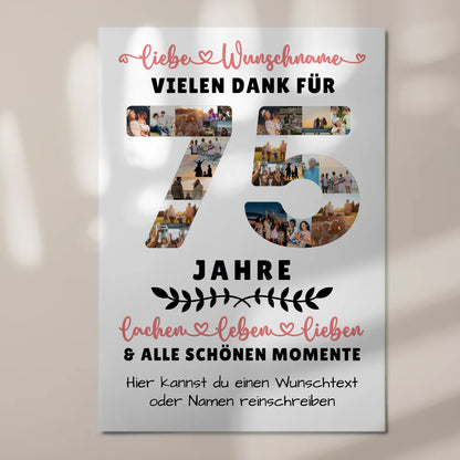 Personalisiertes Fotoboard Magnet Wandbild 75 Geburtstag Für Mama Papa Oma & Opa 7