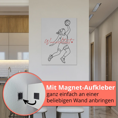 Lineart Fotoboard Magnetisch Personalisiert Basketball Geschenk Tochter & Schwester