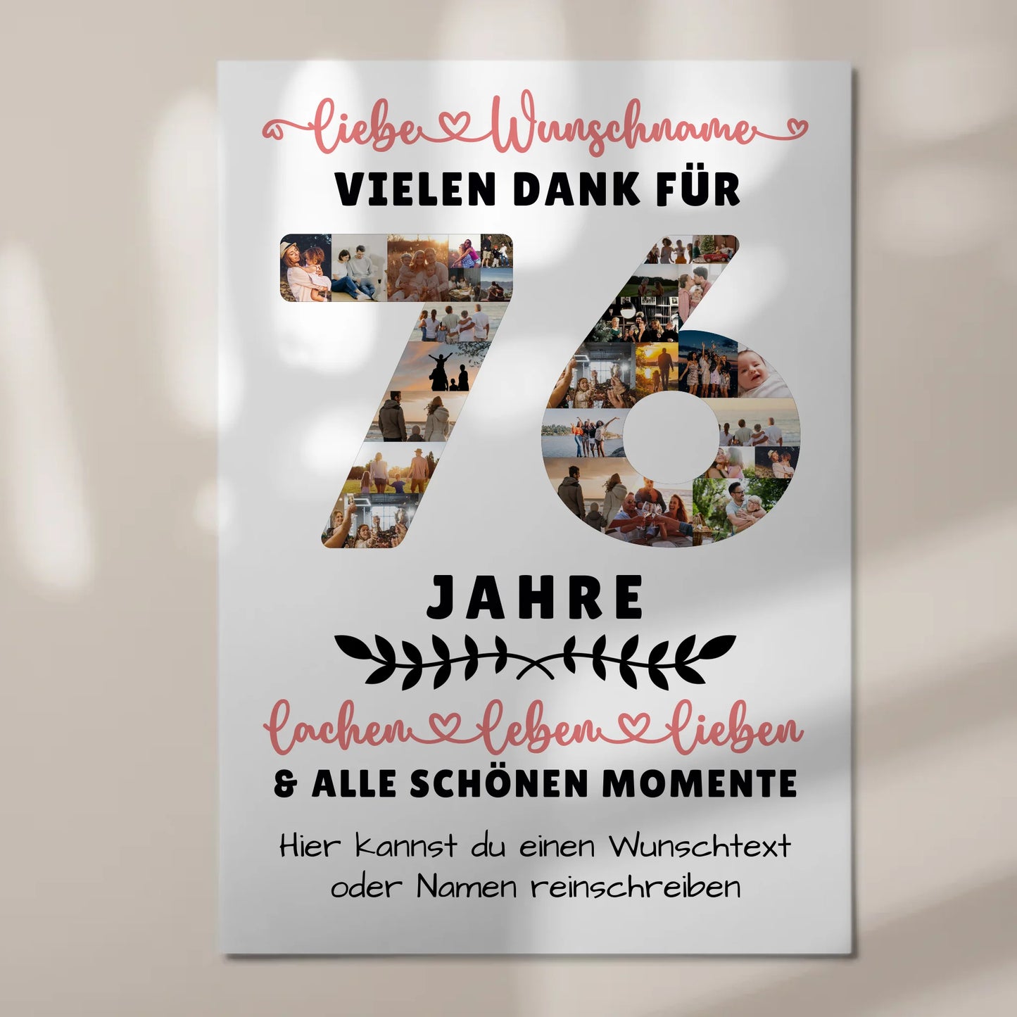 Personalisiertes Fotoboard Magnet Wandbild 76 Geburtstag Für Papa Mama Oma & Opa 7