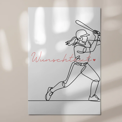 Personalisiertes Fotoboard Magnetisch Lineart Baseball Geschenk Tochter & Schwester