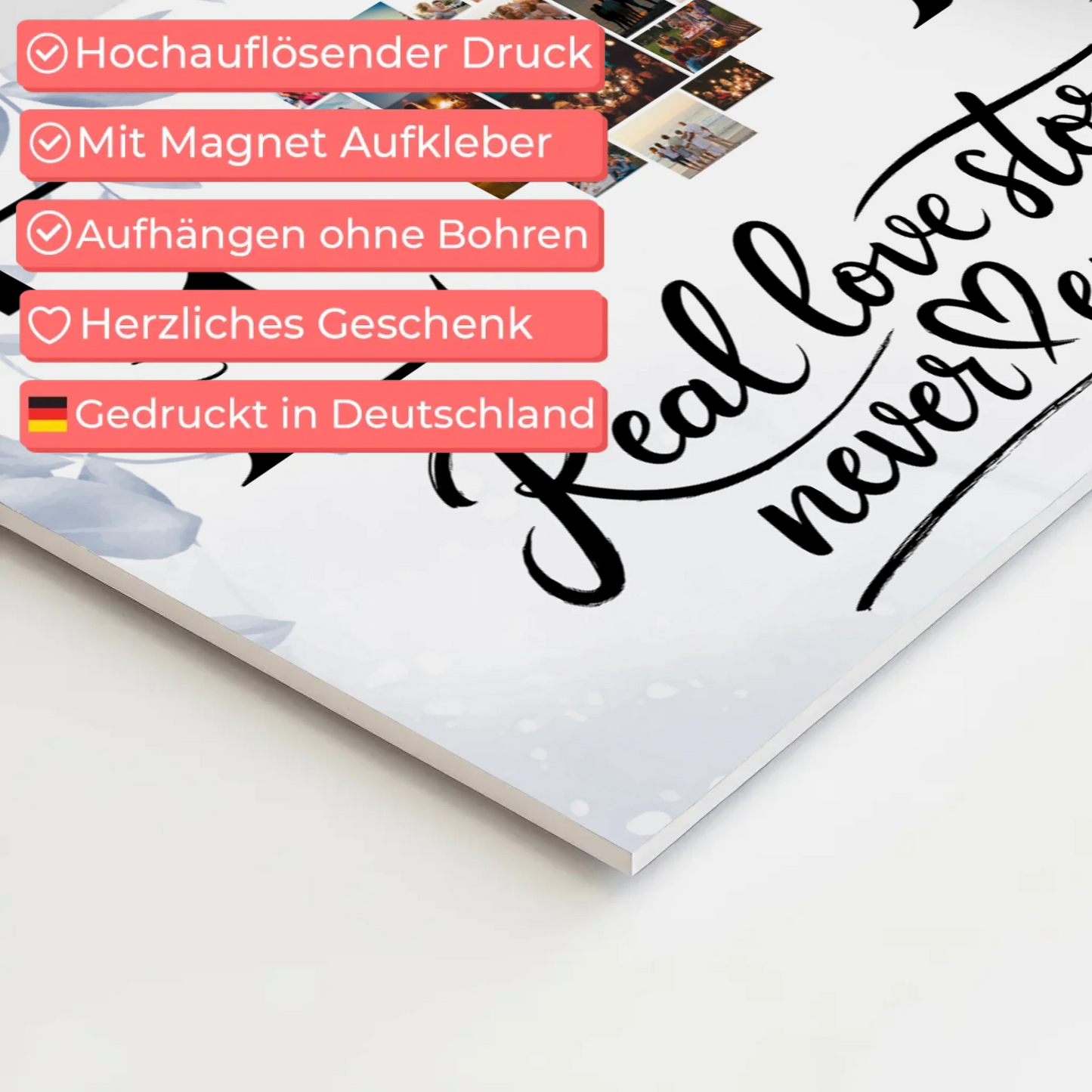Magnet Fotoboard personalisiert Mit Namen Initialien und Fotos Real Love Storys Never End