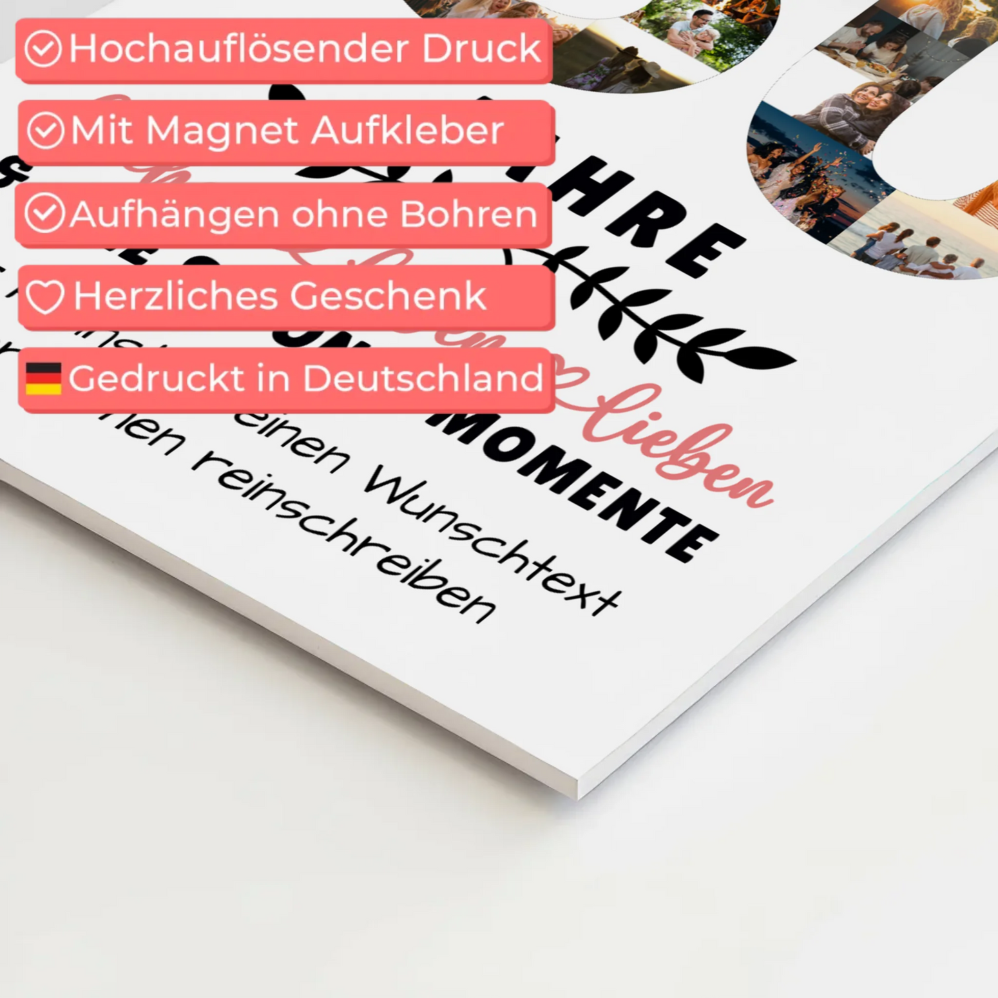 Personalisiertes Magnet Fotoboard 80 Geburtstag Für Oma Opa Mama & Papa 10