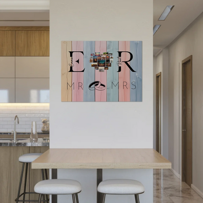 Magnet Fotoboard personalisiert Mit Initialien Namen und Fotos Mr & Mrs