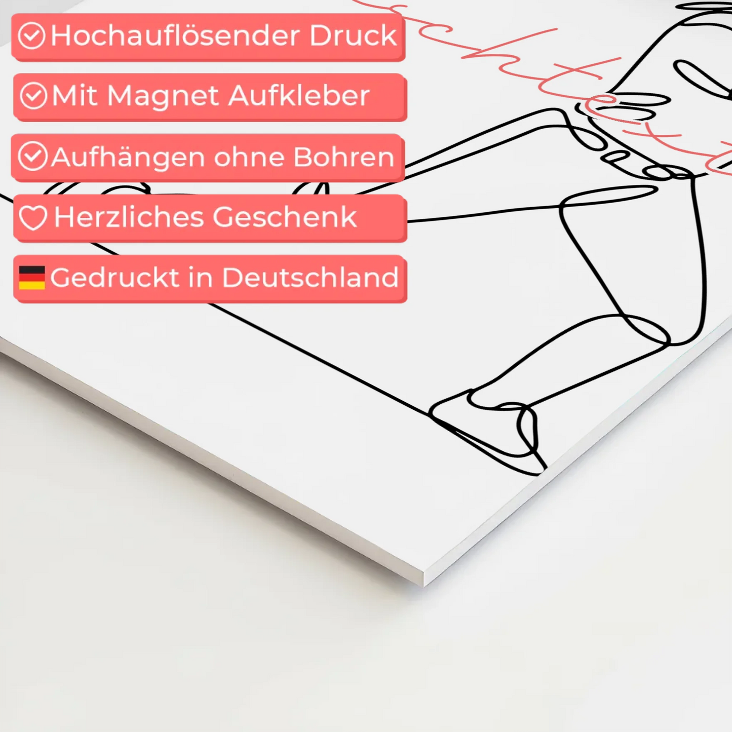 Personalisiertes Fotoboard Magnetisch Lineart Baseball Geschenk Tochter & Schwester
