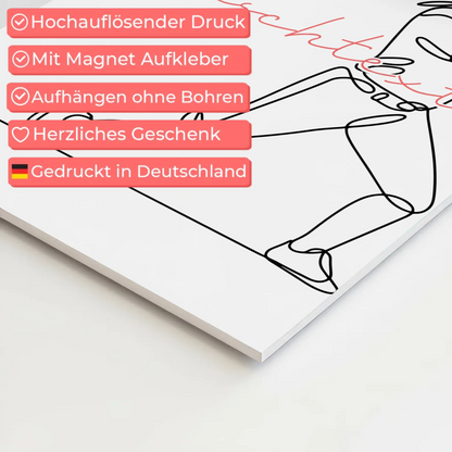 Personalisiertes Fotoboard Magnetisch Lineart Baseball Geschenk Tochter & Schwester