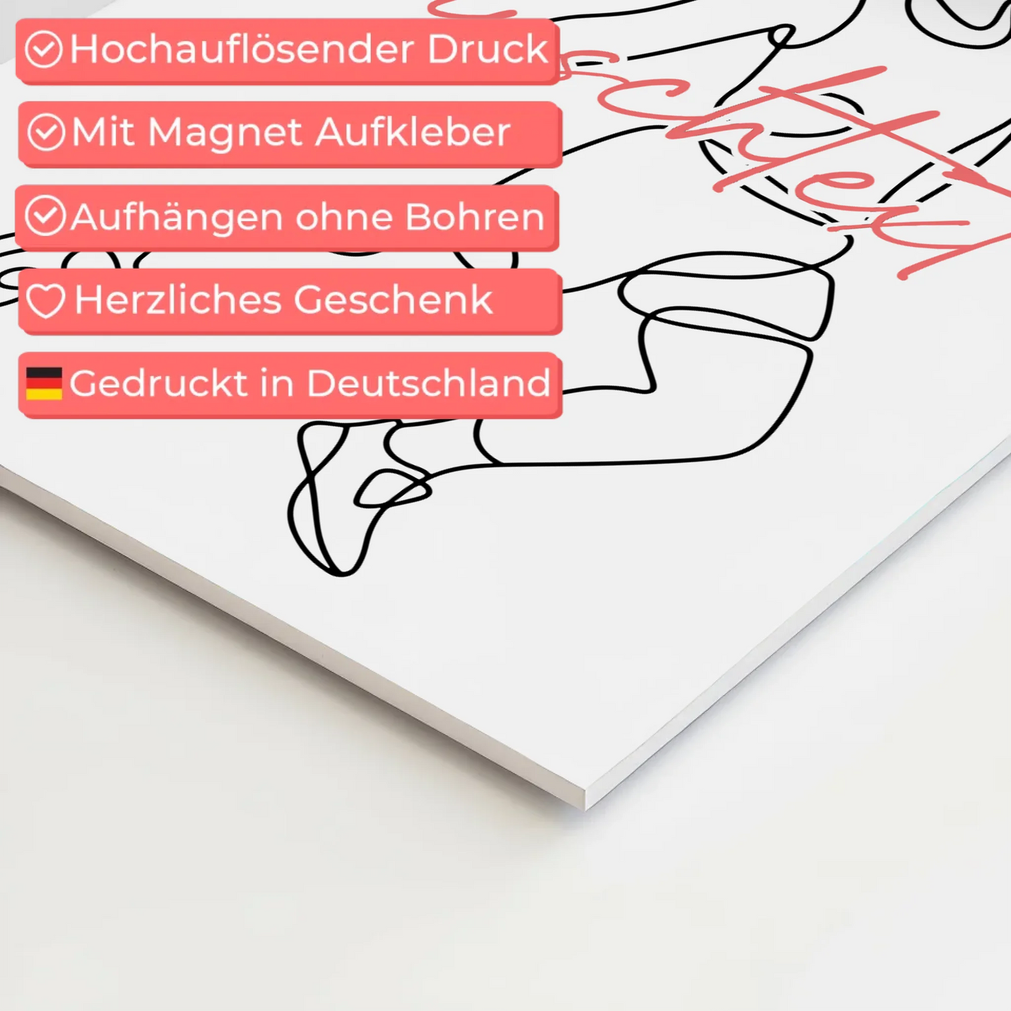 Lineart Fotoboard Magnetisch Personalisiert Basketball Geschenk Tochter & Schwester