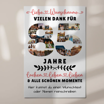 Personalisiertes Fotoboard Magnet Poster 85 Geburtstag Für Opa Oma Mama & Papa
