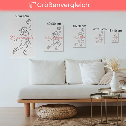 Lineart Fotoboard Magnetisch Personalisiert Basketball Geschenk Tochter & Schwester