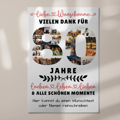 Personalisiertes Magnet Fotoboard 80 Geburtstag Für Oma Opa Mama & Papa