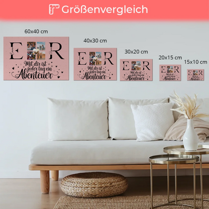 Paar Magnet Fotoboard für Schatz mit Initialien Namen und Fotos Geschenk