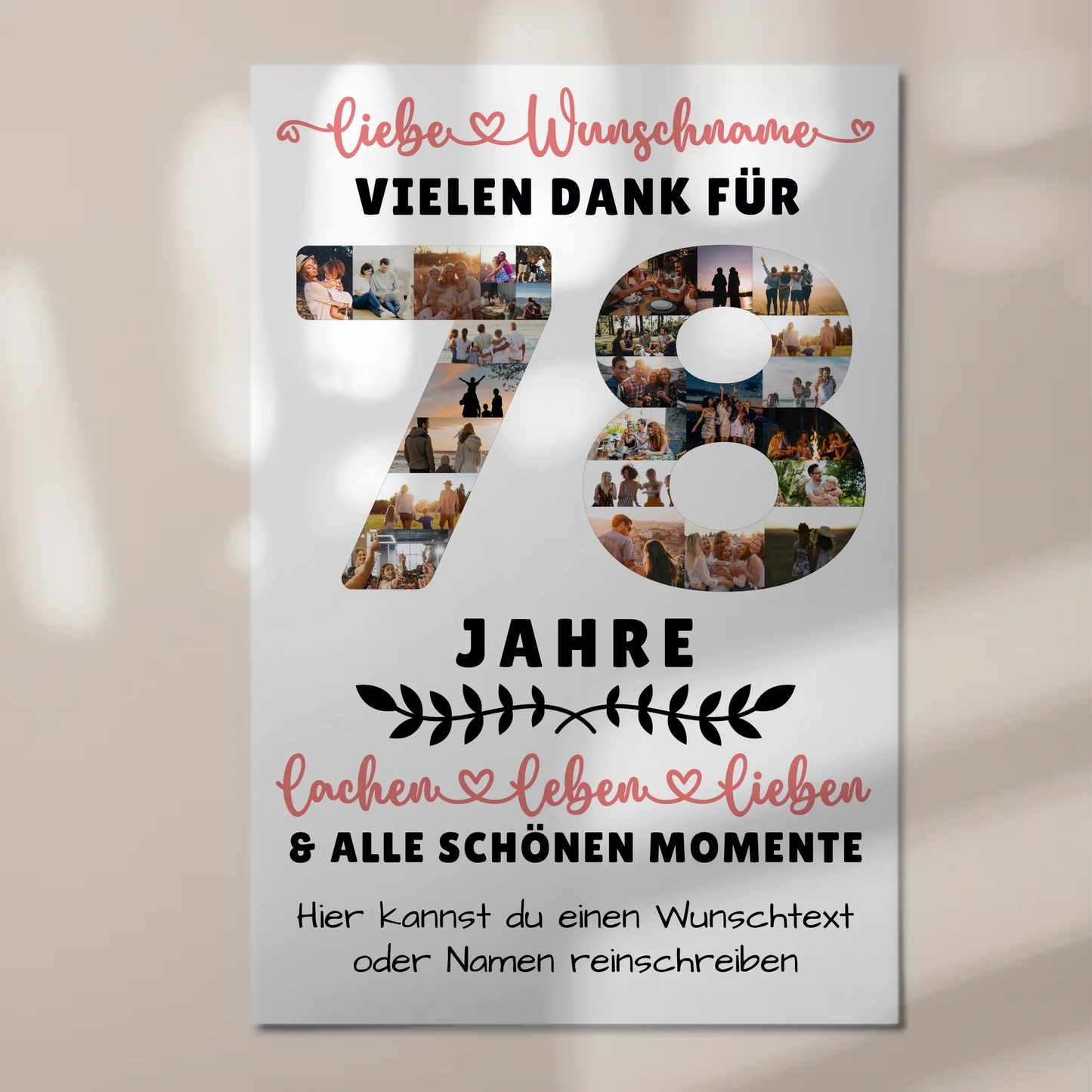 Personalisiertes Fotoboard Magnetisch 78 Geburtstag Für Papa Mama Oma & Opa