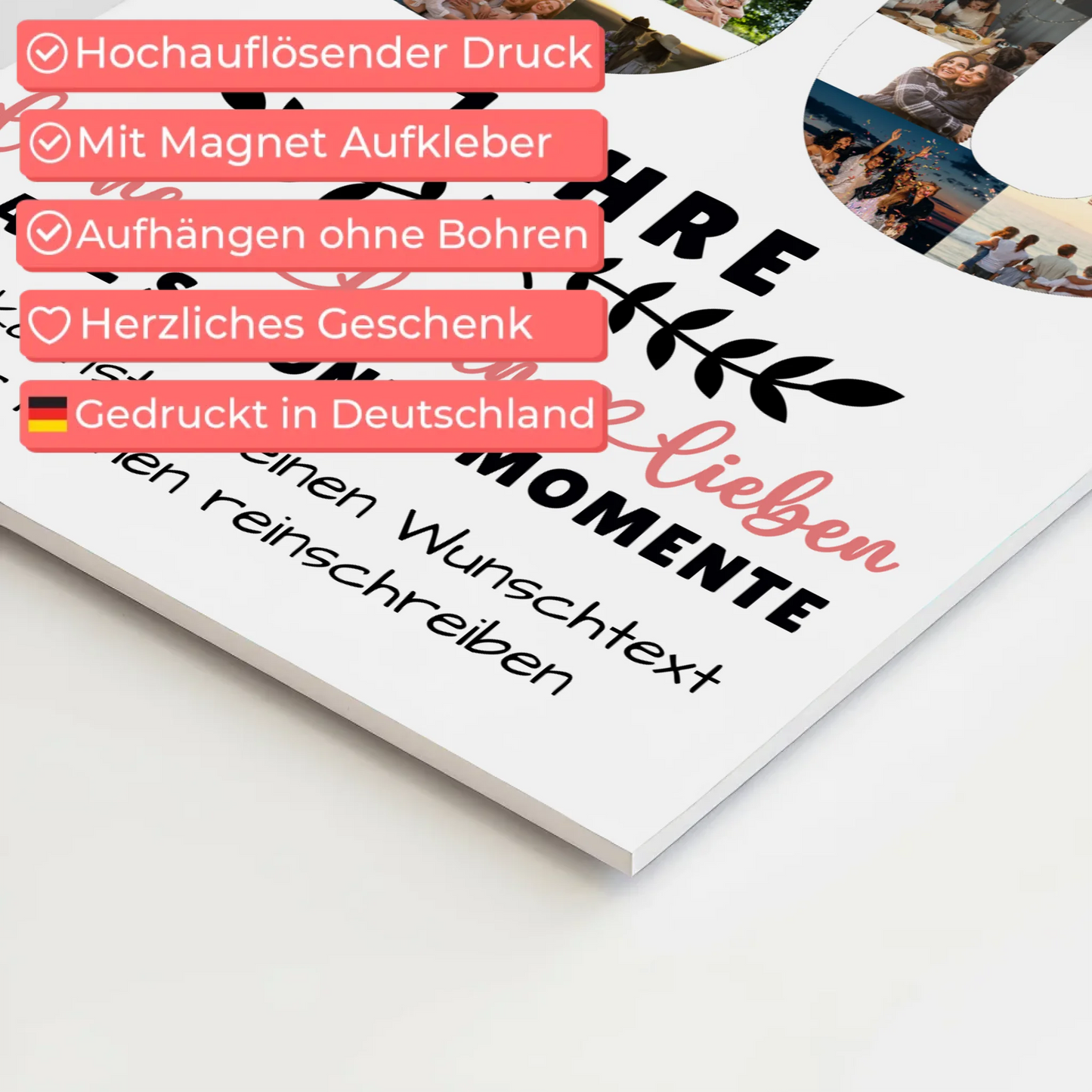 Personalisiertes Magnet Fotoboard 80 Geburtstag Für Oma Opa Mama & Papa