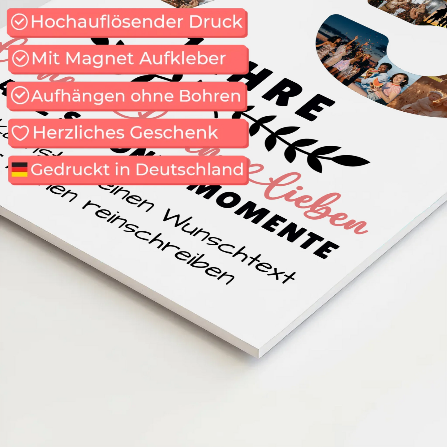 Personalisiertes Fotoboard Magnet Wandbild 75 Geburtstag Für Mama Papa Oma & Opa