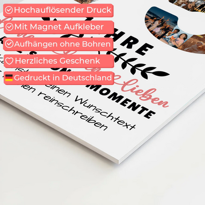 Personalisiertes Fotoboard Magnet Wandbild 75 Geburtstag Für Mama Papa Oma & Opa