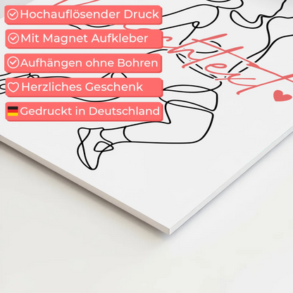 Lineart Fotoboard Magnetisch Personalisiert Basketball Geschenk Tochter & Schwester