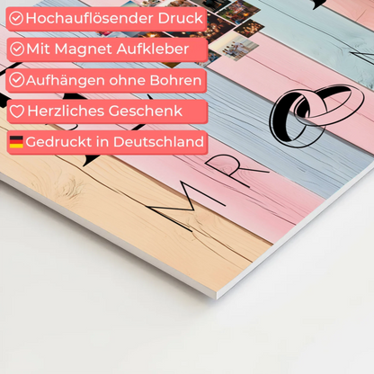 Magnet Fotoboard personalisiert Mit Initialien Namen und Fotos Mr & Mrs