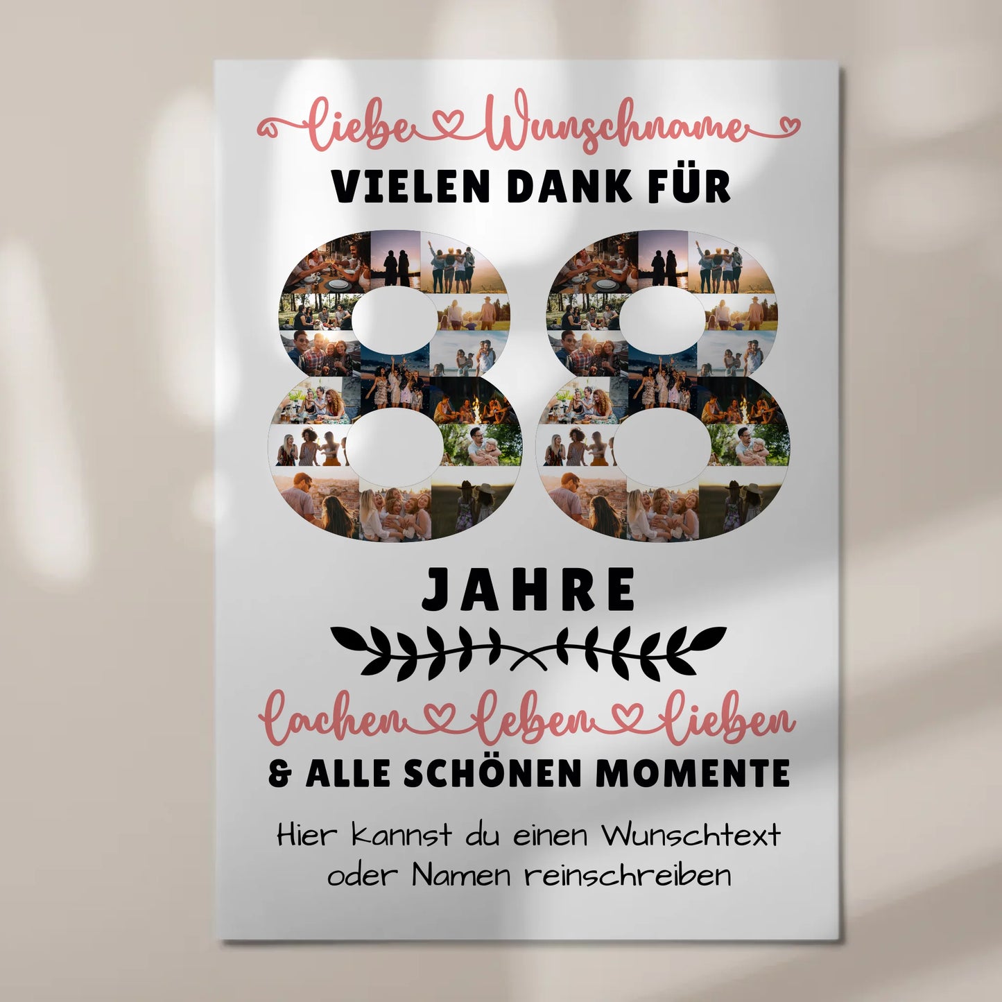 Personalisiertes Fotoboard Magnet Wandbild 88 Geburtstag Für Oma Opa Mama & Papa