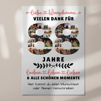 Personalisiertes Fotoboard Magnet Wandbild 88 Geburtstag Für Oma Opa Mama & Papa