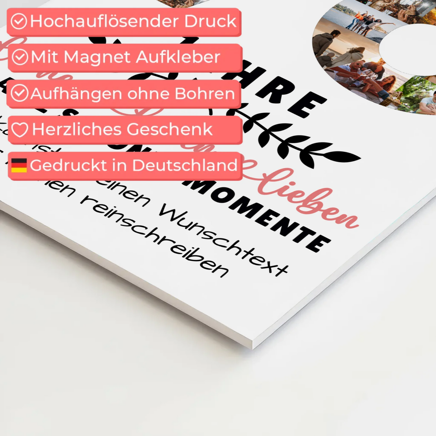 Personalisiertes Fotoboard Magnet Wandbild 76 Geburtstag Für Papa Mama Oma & Opa