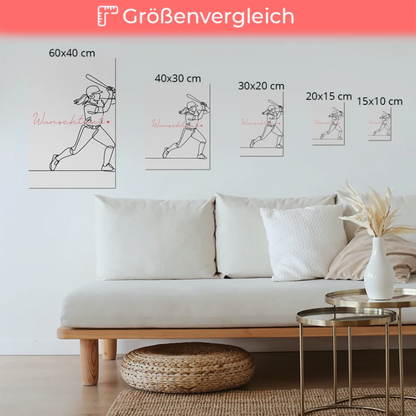 Personalisiertes Fotoboard Magnetisch Lineart Baseball Geschenk Tochter & Schwester