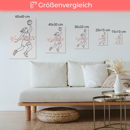 Lineart Fotoboard Magnetisch Personalisiert Basketball Geschenk Tochter & Schwester