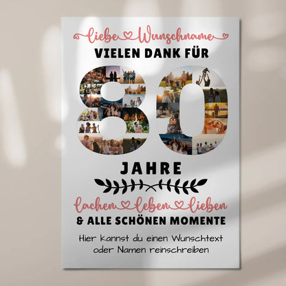 Personalisiertes Magnet Fotoboard 80 Geburtstag Für Oma Opa Mama & Papa