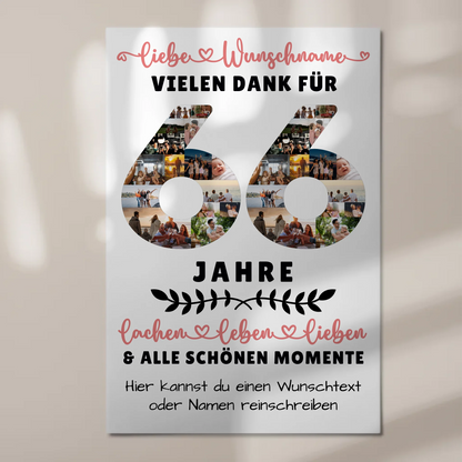 Personalisiertes Fotoboard Magnetisch 66 Geburtstag Für Mama Papa Schwester & Bruder 1