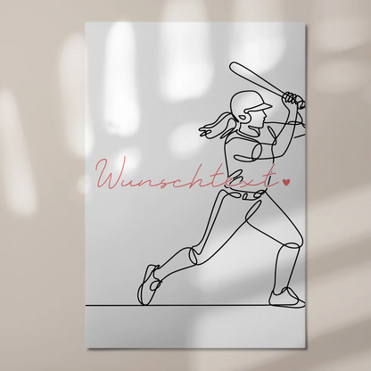 Personalisiertes Fotoboard Magnetisch Lineart Baseball Geschenk Tochter & Schwester