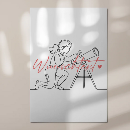 Lineart Fotoboard Magnetisch Personalisiert Astronomie Geschenk Tochter & Schwester