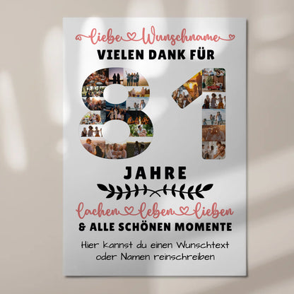 Personalisiertes Fotoboard Magnet Wandbild 81 Geburtstag Für Opa Oma Mama & Papa