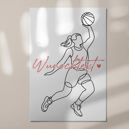 Lineart Fotoboard Magnetisch Personalisiert Basketball Geschenk Tochter & Schwester