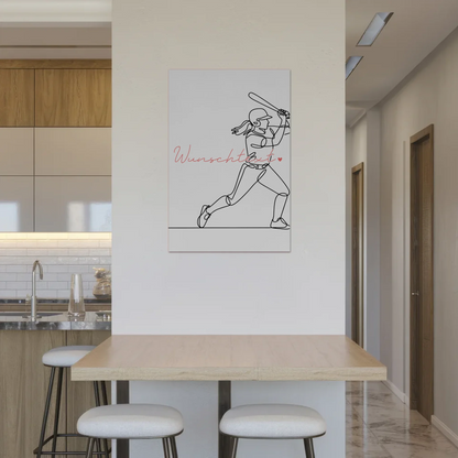 Personalisiertes Fotoboard Magnetisch Lineart Baseball Geschenk Tochter & Schwester