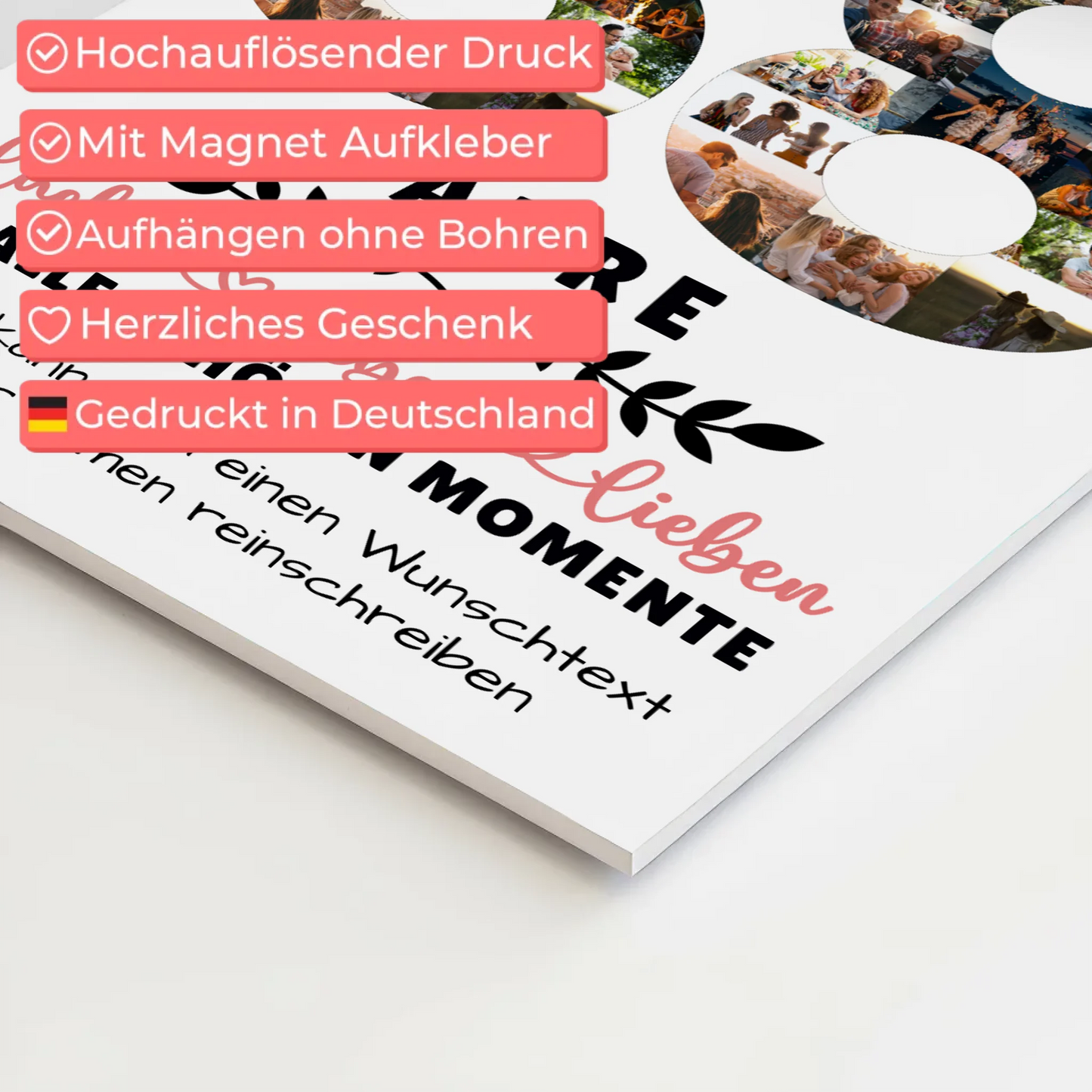 Personalisiertes Fotoboard Magnet Wandbild 88 Geburtstag Für Oma Opa Mama & Papa